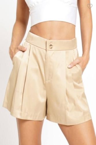Beige satin shorts