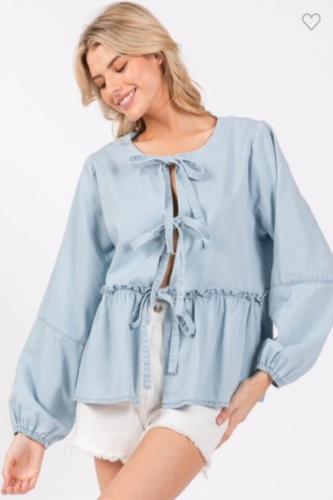 Denim top with ties