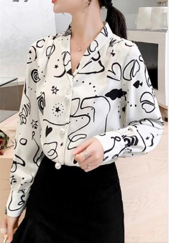 black and white graphic blouse