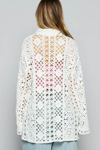white crochet jacket back